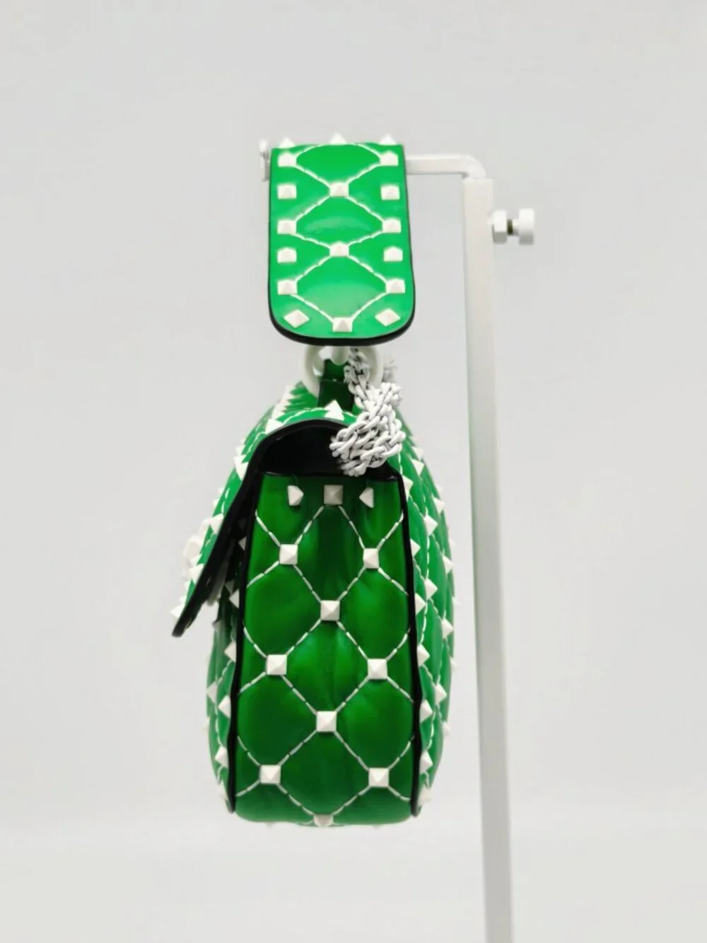 Valentino Garavani Green Roman Stud Shoulder Bag Leather Chain